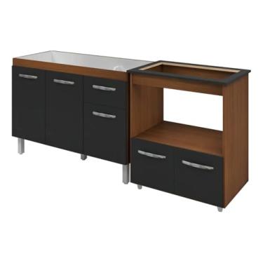 Imagem de Kit Cozinha Moblis Armario de Pia 120cm Anita Balcao Para Cooktop Elisa 4 Bocas (Savana/Off White)