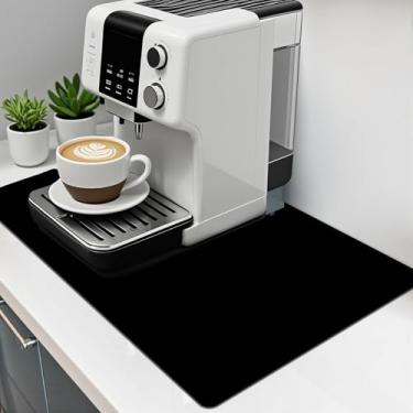 Imagem de Tapete de café Mimore - Tapete de bancada preto 40 × 61 - absorvente, esconde manchas, revestimento de borracha
