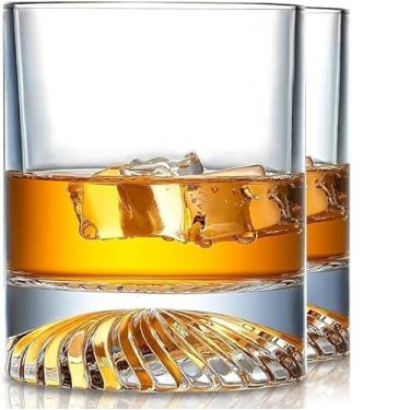 Imagem de Luminthra Conjunto de 4 copos de cerveja de cristal à moda antiga, copos rochosos de 350 ml, ótimo presente para homens e mulheres, ideal para bourbon, uísque e coquetéis no bar doméstico (conjunto