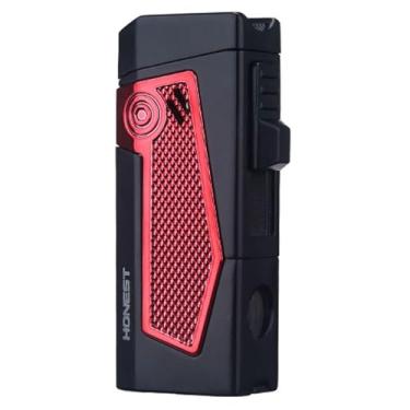 Imagem de OLDENDO Isqueiro Quad Jet Flame, Maçarico De Butano Recarregável À Prova Vento Com Acessórios Multifuncionais, Suporte, Furador E Intensificador Tração (Preto)