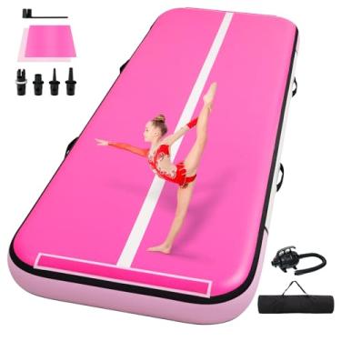 Imagem de EGGORY Tapete De Ginástica, Equipamento Ginástica Para Crianças, Pista Inflável E Tobogã Com 20 Cm Espessura, Casa, Treinamento, Torcida, Ioga, Bomba D'Água (Rosa, 6 M X 1 M)