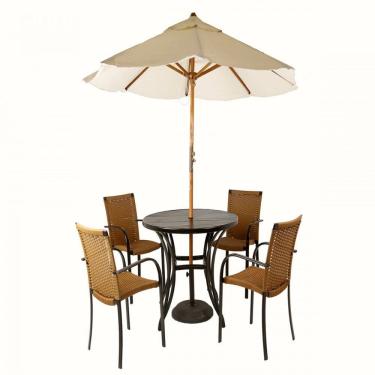 Imagem de Conjunto de 4 Cadeiras Ascoli e Mesa com Ombrelone em Alumínio para, Piscina, Edícula