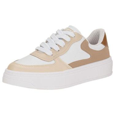 Imagem de Tênis feminino casual beira rio 43051112, Branco, Bege, 36