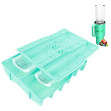 Imagem de Bandeja de silicone para cubos de gelo firme, fácil de usar, cilindro de gelo, serve para fazer gelo versátil de silicone para uso doméstico (verde)