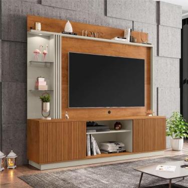 Imagem de Home para TVs de 65" Berlim Naturalle Off White Ripado - CASA H
