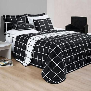 Imagem de Kit Cobre Leito Minimalista King 03 Peças Micropercal 200 Fios - Preto