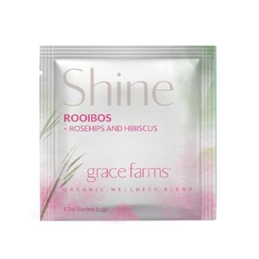 Imagem de Grace Farms Mistura de chá orgânico Shine Wellness (100 sachês de pirâmide envelope com cordão e etiqueta) | Hidratante para pele e desintoxicação | Rooibos, roseiras, hibisco, tulsi, haritaki |