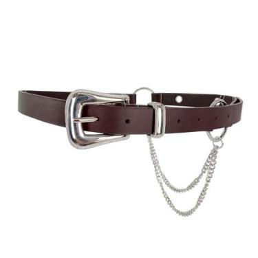 Imagem de Cinto Feminino Corrente Dupla Fivela Em Metal R045 - Stylestore, Marro