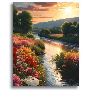 Imagem de Oiuyamn Pintura por número para adultos, kits de pintura a óleo DIY, tela fácil de pintar por números para iniciantes, perfeito para presentes e decoração de casa (40,6 cm x 50,8 cm)