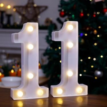 Imagem de TEHIBIEN Letras iluminadas para decoração de aniversário de 11 anos, sinal de número de letreiro com números de LED alimentados por bateria para decoração de casa de 11 anos doce luz noturna