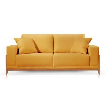 Imagem de Sofá 3 Lugares Fixo Living Paris Suede Mostarda 2,10m MK - Poltjá Move
