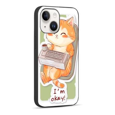 Imagem de SHDYQXSB Capa de telefone para iPhone 15, computador fofo de brinquedo de gato projetado para capa de TPU macio à prova de choque