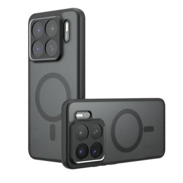 Imagem de Kukoufey Capa compatível com Xiaomi 15S Pro, compatível com MagSafe, compatível com Xiaomi 15S Pro capa de celular magnética antichoque embutida preta