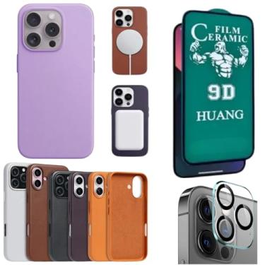 Imagem de [GL CASES] Capinha iPhone 13 Couro Compatível Com Magsafe Capa iPhone 13 6.1" Anti Impacto Com Proteção De Câmera + Pelicula iPhone 13 6.1' Cerâmica + Película iPhone 13 De Câmera Vidro (Lilás)