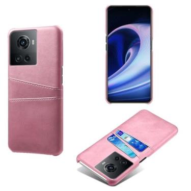 Imagem de Capas Compatível com Oneplus ACE,Caso de couro PU-Tampa de telefone a prova de choque com 2 slots de cartão,Proteção anti-impressão digital e anti-gota-Pink