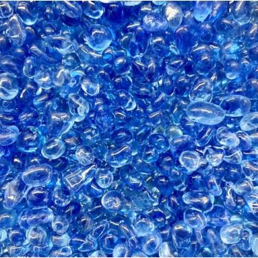 Imagem de OEEKOI Pedras de vidro marítimo, 400 g, pedras, mármore, aquário, aquário, pedras, cascalho para tanque de tartaruga, enchimentos de vasos, artesanato DIY e decoração de casa - azul claro