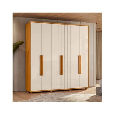 Imagem de Guarda-Roupa Casal Madetec Portinari 6 Portas 4 Gavetas Ripado Angular Amortecimento Cabideiro Extensível