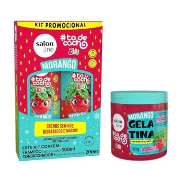 Imagem de Kit Shampoo, Condicionador e Gelatina, Salon Line, #todecacho Morango, Vegano - Para Cabelos Ondulados, Cacheados e Crespos, 3 Unidades