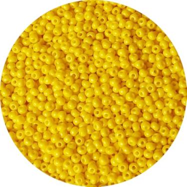 Imagem de Bala&Fillic Grânulos de semente de cor amarela tamanho 3 mm 4000 peças/100 gramas, 8/0 contas redondas de artesanato de vidro para fazer joias, brincos, pulseiras, colar