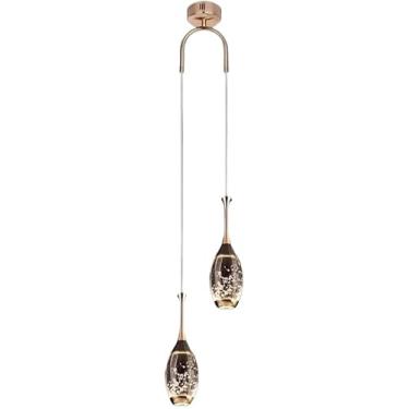 Imagem de Luz Pendente De Vidro Bolha Led Moderna Lustre Linear Longo Para Entrada De Escada De Entrada 2 Luzes Lâmpada De Teto De Meados Do Século Preto Dourado Para Cozinha, Black and Gold, 2 lights