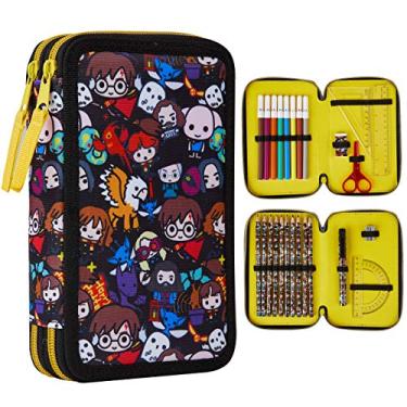 Imagem de Harry Potter Estojo para meninas e meninos, conjunto de artigos de papelaria, material escolar, caneta de luz secreta varinha, Preto AOP, Taille unique, Moderno