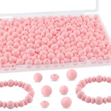Imagem de Kovict 200 contas de silicone mistas de 12 mm e 15 mm para fabricação de chaveiros, contas de silicone de lentilha de 12 mm para canetas, pulseira, colar, artesanato DIY (rosa candy)