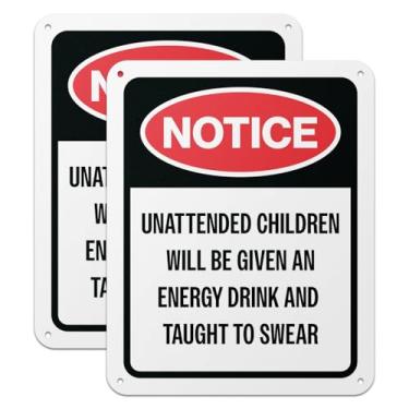 Imagem de 101SIGNCITY - 20 x 25,4 cm, 2 unidades, placa de alumínio para crianças - aviso, crianças autônomas receberão uma placa de bebida energética para crianças irritantes ou pais ruins