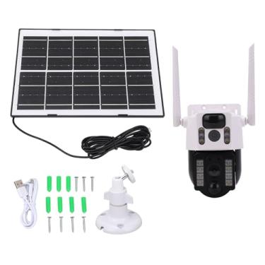 Imagem de Câmera de segurança solar sem fio 4mp 2k Detecção de movimento de lente dupla 2k Alerta inteligente de 2 vias Vigilância Wi -Fi com painel solar para segurança de jardim em casa