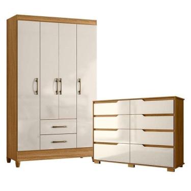 Imagem de Guarda Roupa Solteiro Paraty E Cômoda Georgia Freijó Off White - Moval