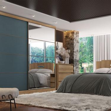 Imagem de Guarda-roupa 2 Portas 222cm X 230cm Malaga Capuccino/Azul