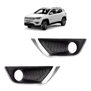 Imagem de Grade Milha Jeep Compass 2017 2018 2019 2020 2021 Moldura Cromada Par 