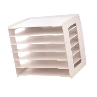 Imagem de Xgdsnly Organizador de Papéis para Mesa, Organizador de Mesa de Escritório, Prateleira para Documentos, Suporte para Arquivos de Mesa com Vários Níveis para E, 7 Níveis, 34x25x39 Cm