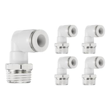 Imagem de HARFINGTON 5 peças de encaixes push to connect cotovelo macho tubo de 3/8 polegada OD x 1/2 polegada NPT rosca plástico conexão rápida mangueira de ar kit de encaixe pneumático conector de bloqueio de