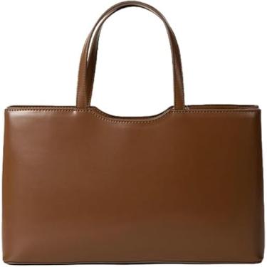 Imagem de Base'ic Bolsa de ombro feminina de couro PU – Bolsa quadrada urbana macia com fecho magnético, elegante bolsa diária para uso no inverno, Marrom