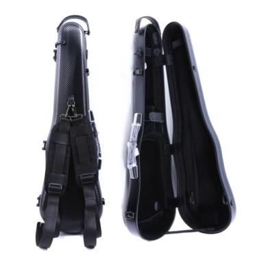 Imagem de WUQIMUSC Estojo Rígido Para Violino Wuqimusc, Tamanho 4/4, Leve, Em Fibra De Carbono, Resistente E Protetor, Com Alças Ajustáveis Fivela Travamento Conveniente, 1,54 Kg, Preto