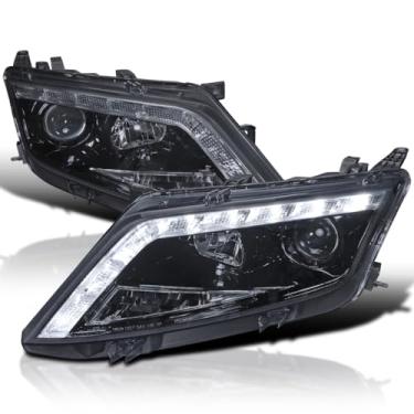 Imagem de Spec-D Tuning Lentes fumê LED preto brilhante caixa projetor faróis faróis de cabeça compatíveis com Ford Fusion 2010-2012 conjunto de faróis esquerdo + direito