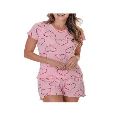 Imagem de Pijama Curto Feminino Shortdoll Rlibana DeMillus 220149, Rosa verano, 
