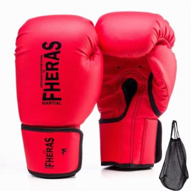 Imagem de Kit Luva Fheras Tradicional Treino Luta Boxe Muay Thai + Mochila, Verm