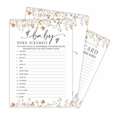 Imagem de AMHGLW Cartões De Jogo Para Chá Bebê - 30 Frente E Verso Com Cartão Resposta, Anúncio, Caça-Palavras, Flor Da Primavera, Lembrancinha Festa Revelação Do Sexo Bebê, Atividade C10