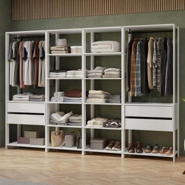 Imagem de Guarda-Roupa Closet Modulado 4 Gavetas 258 cm Branco Valencia Madesa 0