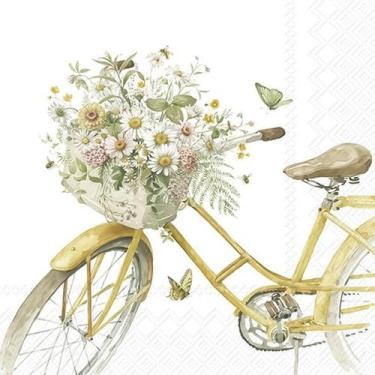 Imagem de Guardanapo para Decoupage Ihr 33x33 Bicicleta de Flores C/ 2 Unidades 
