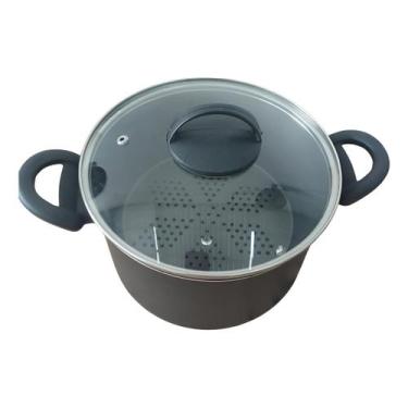 Imagem de Panela Multiuso Com Forma Antiaderente Cuscuz Legumes Vapor - RL, Pret