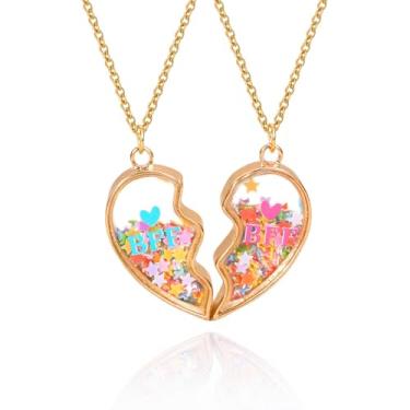 Imagem de DOYYCA Colar Best Friend para presente com medalhão de coração e amizade para 2, Zinco, Sem Pedra Preciosa