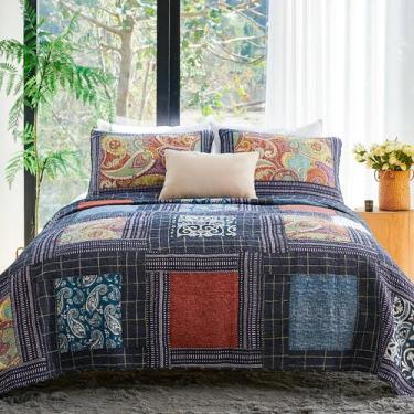 Imagem de Conjunto de edredom Secgo King Size 100% algodão preto com 2 capas