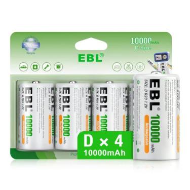 Imagem de Baterias D recarregáveis EBL 10000mAh Ni-MH de alta capacidade (4)