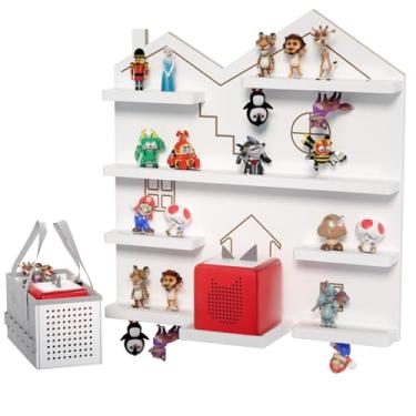 Imagem de Prateleira magnética grande Tonies – Organizador de bonecos House Tonies para quarto de crianças, exibição e armazenamento de brinquedos com estojo de transporte portátil para conjunto iniciante