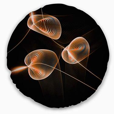 Imagem de Sala de estar redonda floral de orquídeas rosa fractal Designart, sofá, almofada de alta qualidade + capa de almofada impressa em ambos os lados 50 cm