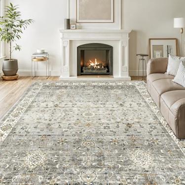 Imagem de xilixili Tapetes de área de 15 x 23 cm para sala de estar, lavável na máquina, antiderrapante, resistente a manchas, tapete grande macio para decoração de casa para quarto e sala de jantar (marfim