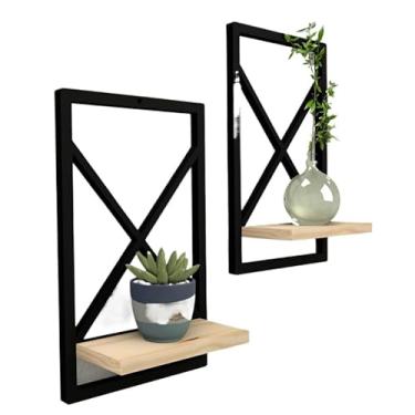 Imagem de Prateleira Estilo Industrial 23x37 cm modelo Quadro - Ideal para Sala, Quarto, Cozinha e Banheiro(PRETO 23 x 37cm,3)