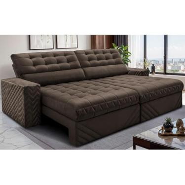 Imagem de Sofá Retrátil e Reclinável 2,70m Molas Ensacadas Max Spring Velusoft Café Cama Inbox